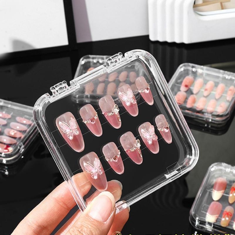 10 Stück Transparente Aufdrücknägel Organizer-Box für Nagelkunst-Business und Salon-Aufbewahrung Falsche Nägel Display Acrylbox
