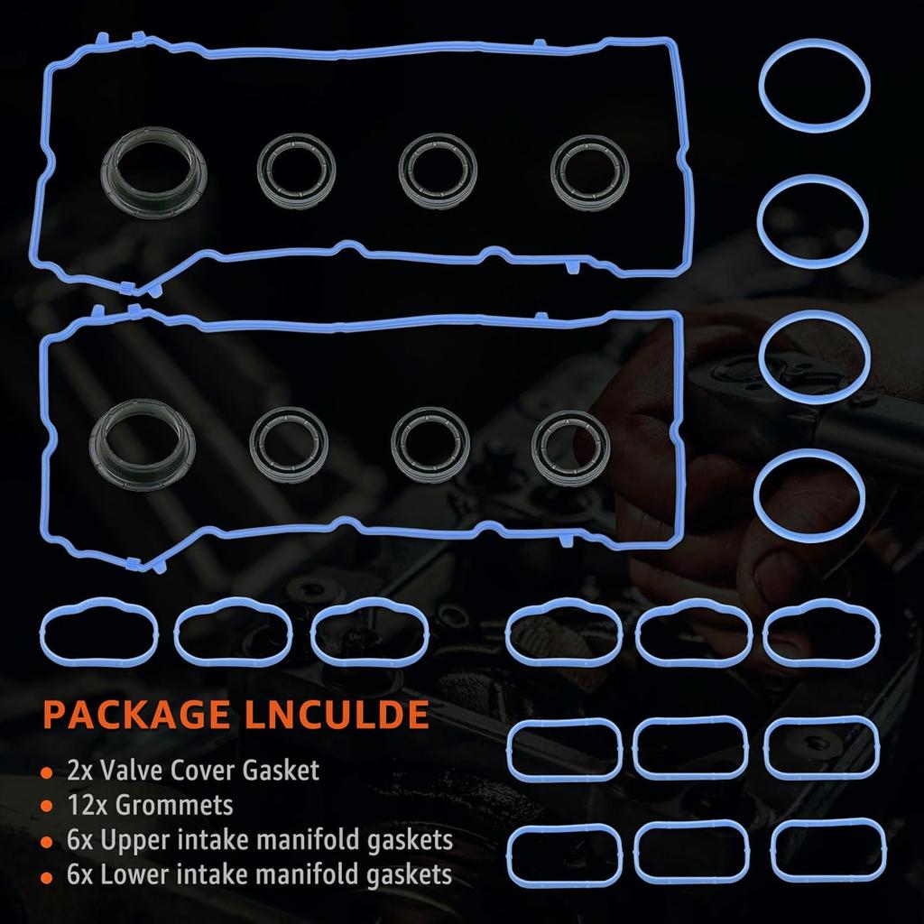 3.6L Valve Cover Intake Manifold Gasket Set Replacement For Jeep Dodge Chrysler 200 300 Wrangler Cherokee Challenger Charger Durango Journey Ram