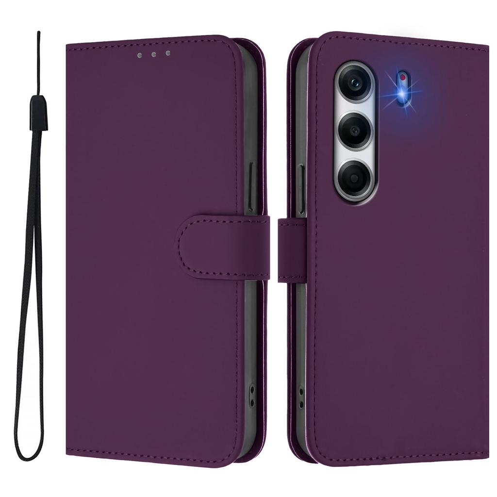 For TECNO Camon 40 Pro 4G Case Solid Color Wallet Leather Phone Cover with Strap