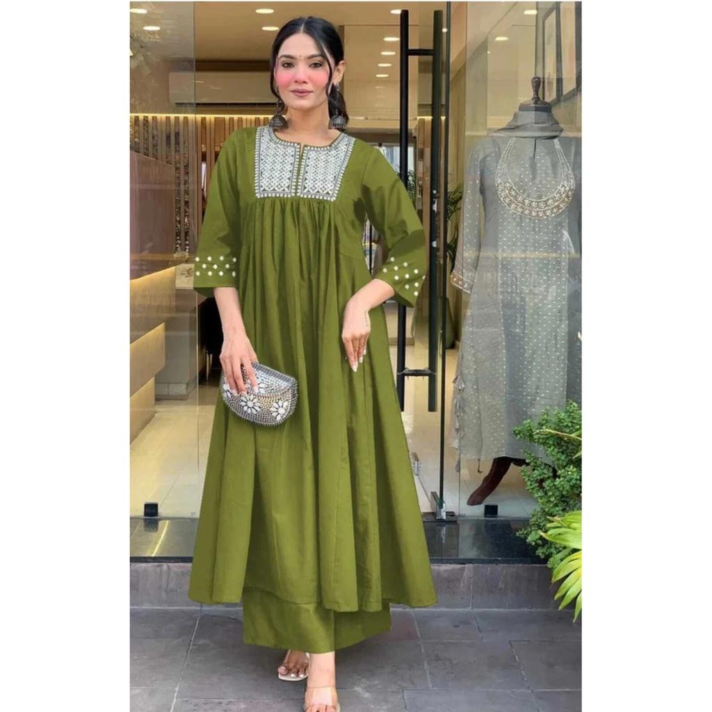 Viscose Rayon Embroidery Kurti Palazzo Set Indian Party Wear Ethnic Kurta Set