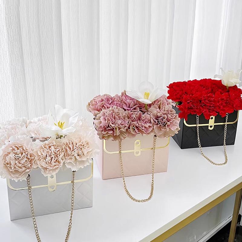 Valentinstag Blumenkasten mit Griff Rechteckige Geschenktasche Handkorb für Blumen