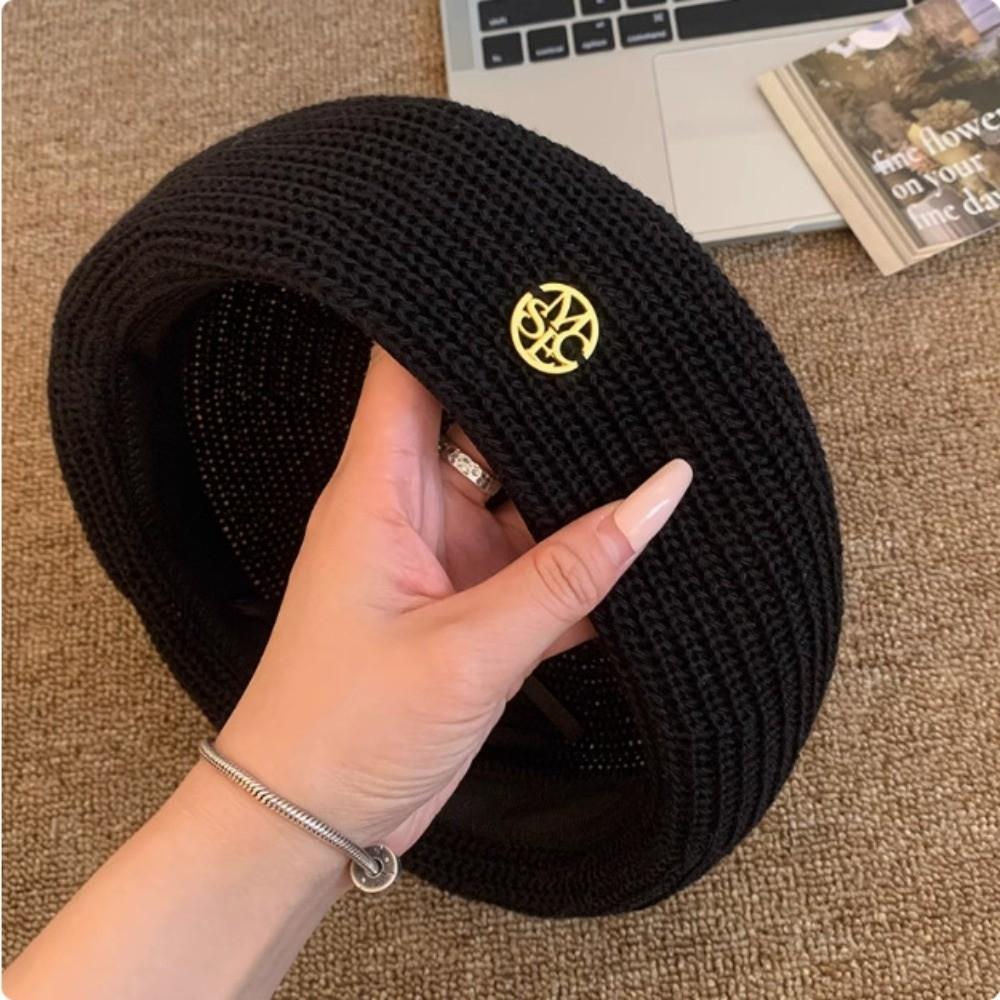 Y2k Painter Berets Thin Beanie Cap Retro Hollow Knitted Beret  Girls