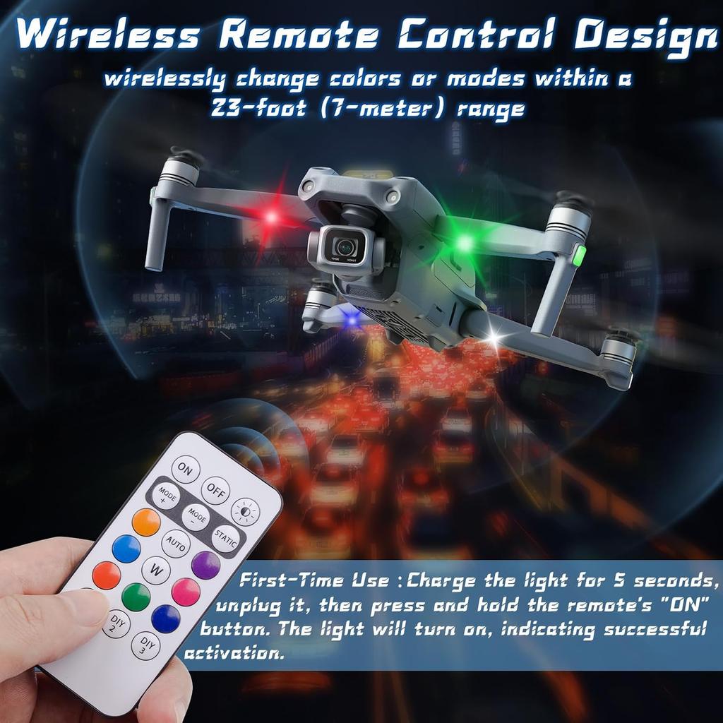 2PCS Wireless LED Strobe Lights with Remote Control, Waterproof USB Charing 8 Colors Mini LED Lights, High Brightness Anti-Collision Warning LED