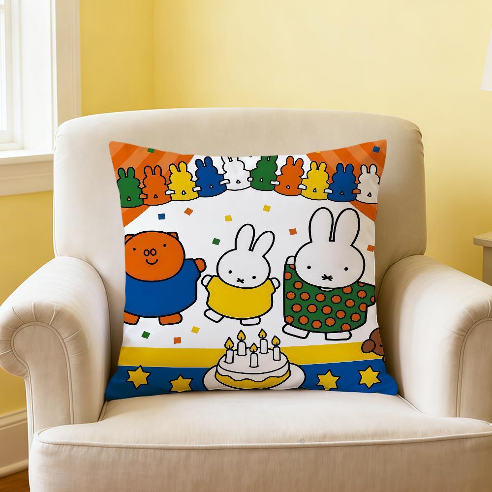 Cartoon Rabbit kawaii fun MMiffy soft pillowcase for Sofa Home Living Room office Decor Protective Covers hogar pillow cover