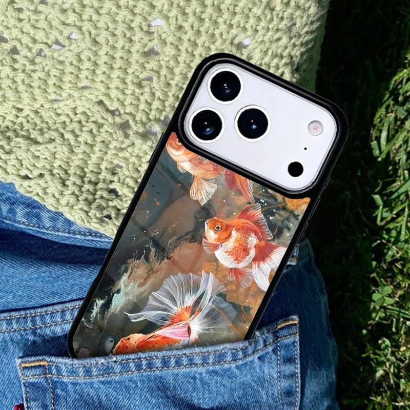 Goldfish Golden ornamental fish phone case cover Compatible with for IPhone 17air 16e 15 14 13 12 11Pro Max 17 Air