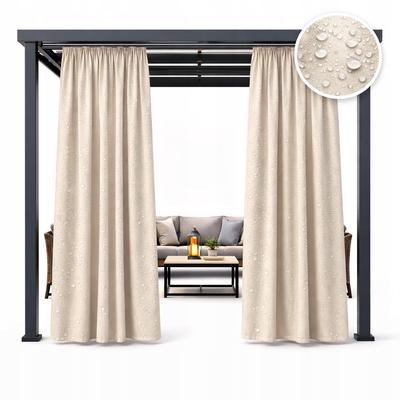Waterproof Garden Curtains 155X220 Outdoor For Terrace Balcony Light Beige