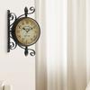 8 Double-Sided Clock Outdoor Round Style Train Antique Wall Clock Wall Mount Decor Wrought Decorative Double Sided