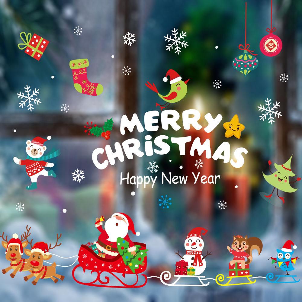 New Pvc Christmas Static Cling Window Decor Featuring Festive Santa Claus Design