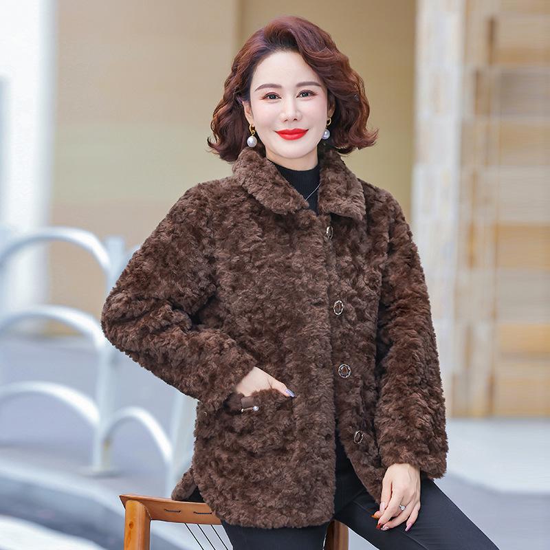 Mom's Petite Fur-Lined Cotton Jacket for Women - Autumn/Winter 2025