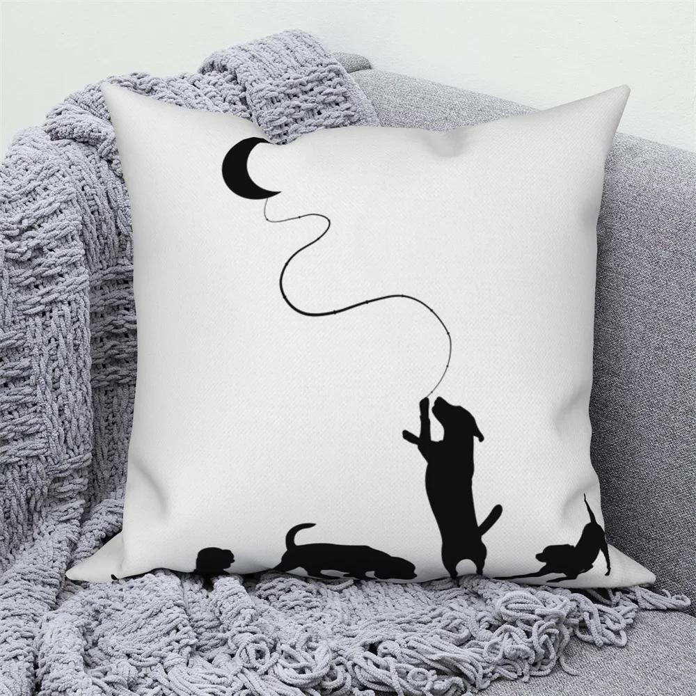 

Декоративная наволочка для подушки, украшение для домашнего дивана, черно-белая подушка с изображением кошки 66x66cm жёлтый