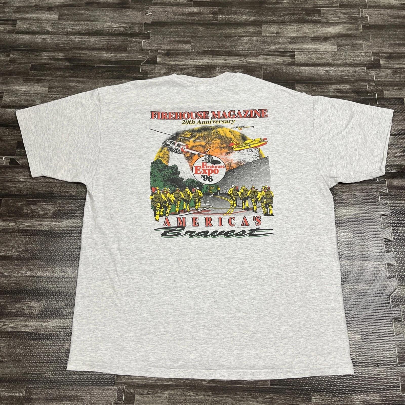 

Vintage 1996 Firehouse Magazine Firehouse Expo Graphic Tshirt XL Grey VTG 90s XL