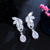 Ircons High Quality Cz Crystal Women Wedding Party Jewelry Big Long Water Drop Clip On Non Pierced Earrings With Clips Cz113