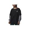 Stitch Patch Logo Round Neck Fake Two-Piece Long Sleeve Printed T-Shirt Kids Tops Black HF2312-010