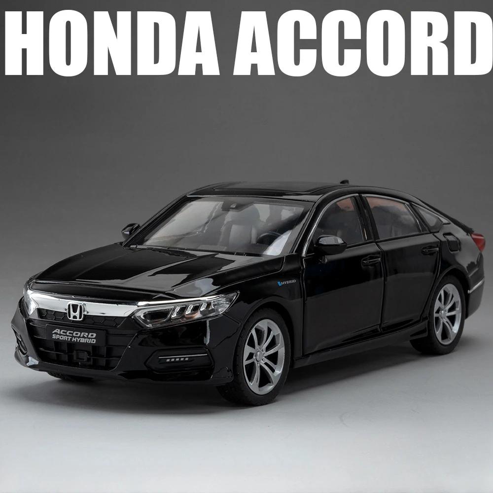 1:24 HONDA ACCORD GTR-R34 Cars Model Toys Alloy Diecast Vehice 6 Door Opened Sound Light Pull Back Toy Children's Birthday Gifts
