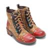 Johnature Echtes Leder Schuhe Damen Stiefel Runde Zehen Retro Handgemacht Reißverschluss Freizeit Nähen Prägnante Knöchel Plateaustiefel