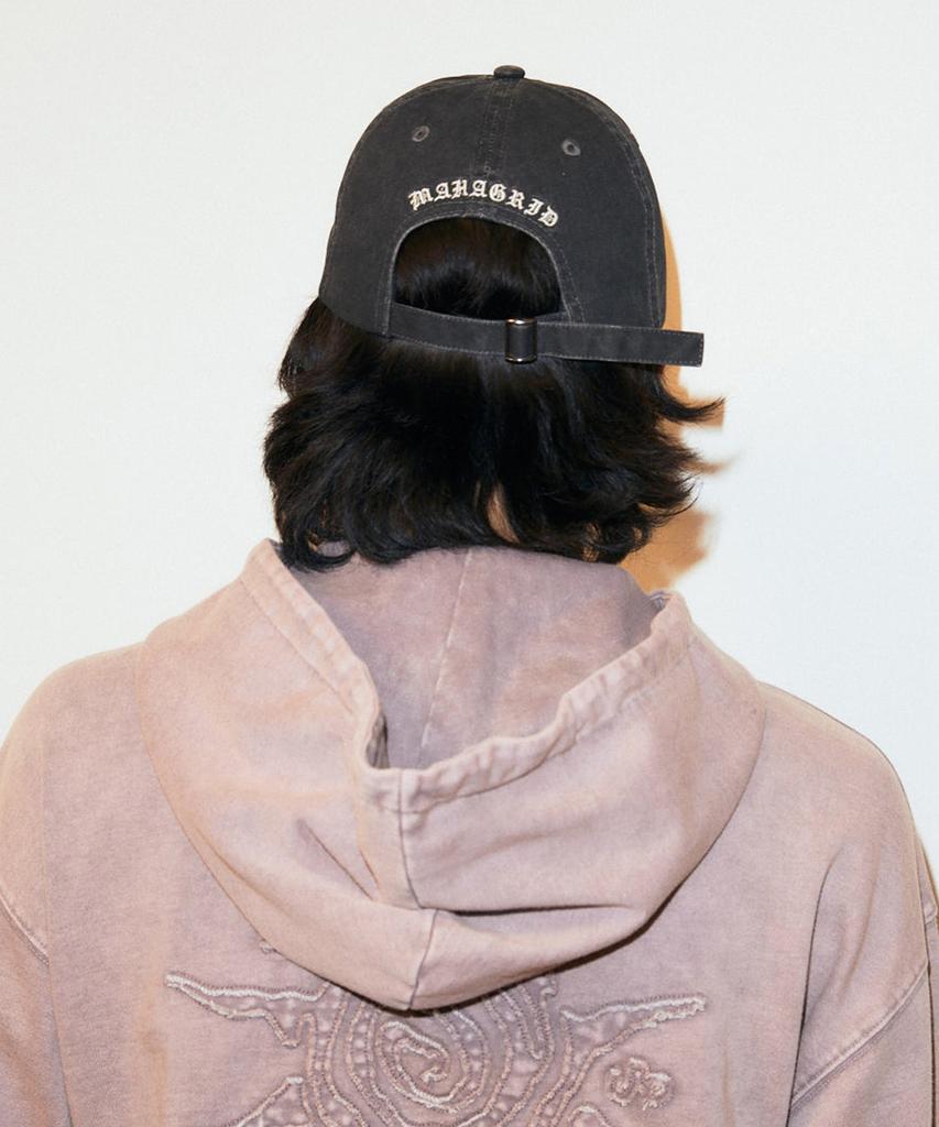 MAHAGRID Vintage Washed M Ball Cap Black(Mg2Gsmab35A)
