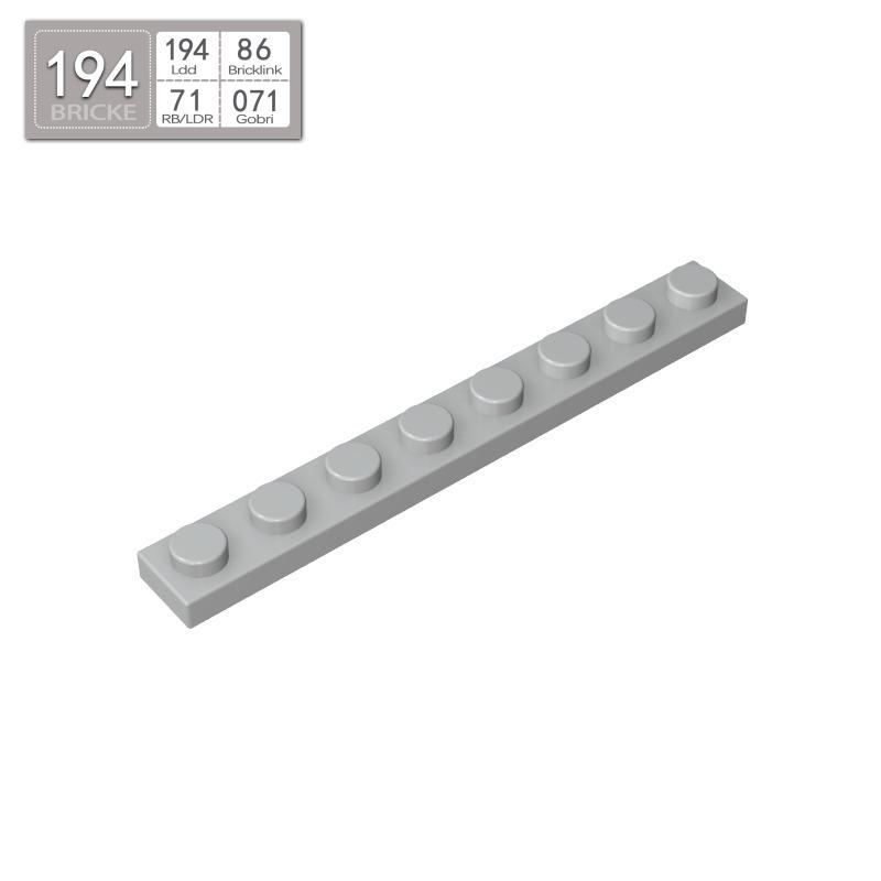 BRICKE Brick Guest 1x8 Plate, Compatible with Lego 3460, Loose Parts Building Blocks, Small Particles.