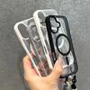 Luxury Clear For Magsafe With Lanyard Phone Case For iPhone 17 Pro 16 15 14 13 12 11 Pro Max Shockproof Armour Wrist Strap Cover