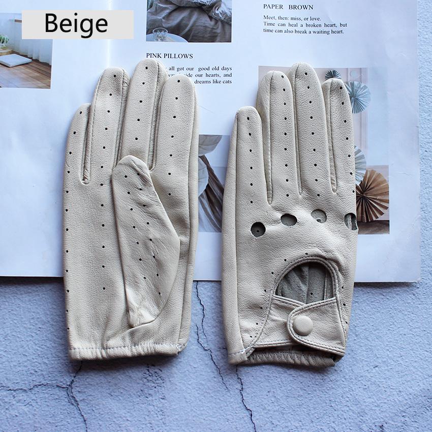 

Перчатки для вождения из кожи для женщин, однослойные, без подкладки, тонкие, полые, для езды на велосипеде, перчатки для вождения на открытом воздухе, бесплатная доставка бежевый