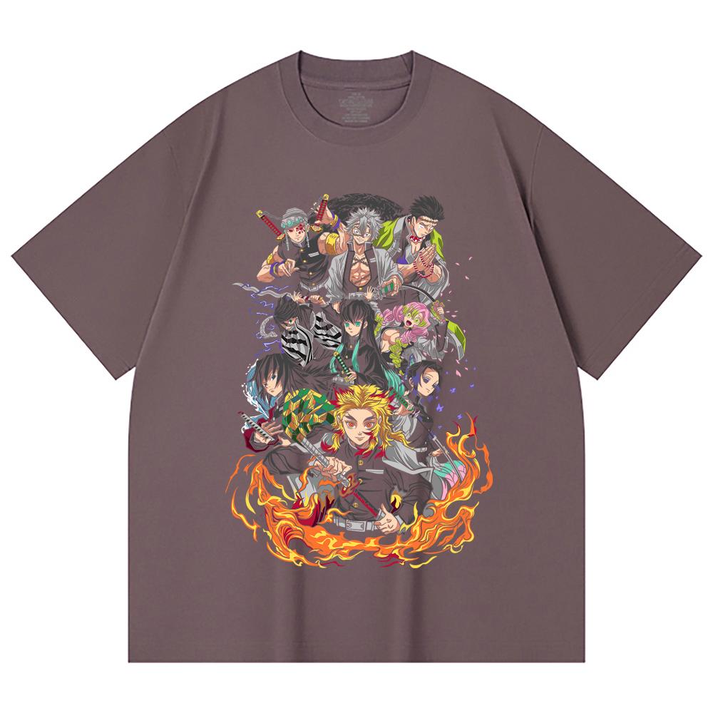 230 Gsm 100% Cotton Demon Slayer V61 Hashiras Print Unisex Heavy Cotton T Shirt