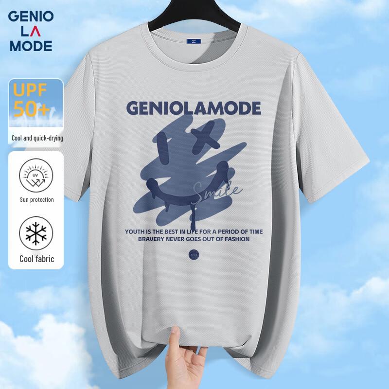 GENIOLAMODE Men s Ice Silk Short Sleeve T-Shirt L