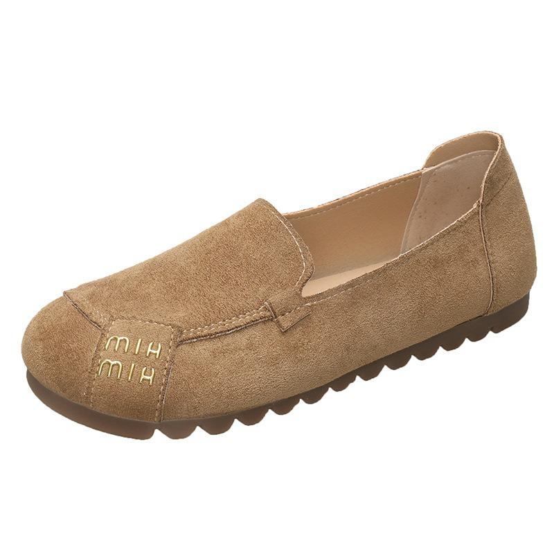 Flat-bottomed Doudou single shoes women's 2025 spring and summer new matte leather non-slip size 41 casual soft-soled single shoes women's one pedal