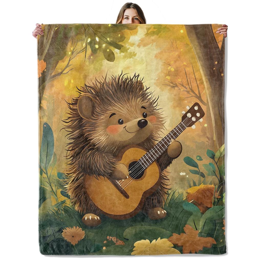 Cute Hedgehog Throw Blanket Super Soft Cozy Lightweight Fuzzy Comfy Flannel Blanket Plush for Couch, Sofa, Bed, Travel, Camping