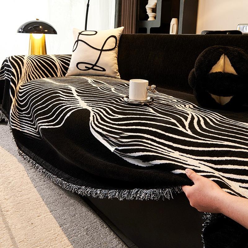 Chenille Sofa Cover Cloth Retro Style Machine Washable One Piece Sofa Blanket  Anti Slip and Scratch Resistant Straight Sand Drain Hair Cover Fabric
