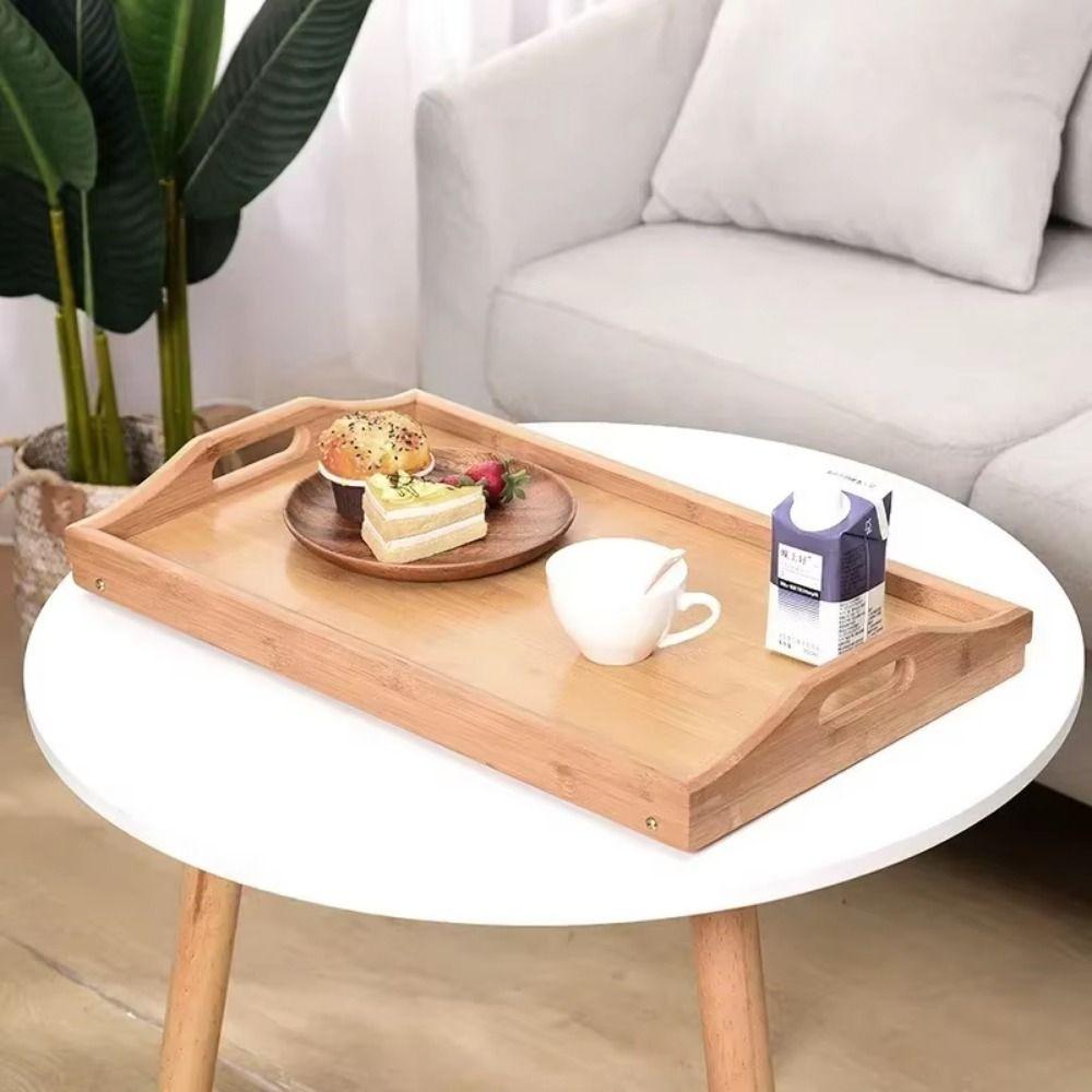 Foldable Legs Bed Tray Table Bamboo Material Breakfast Serving Tray Computer Desk  Sofa Bed
