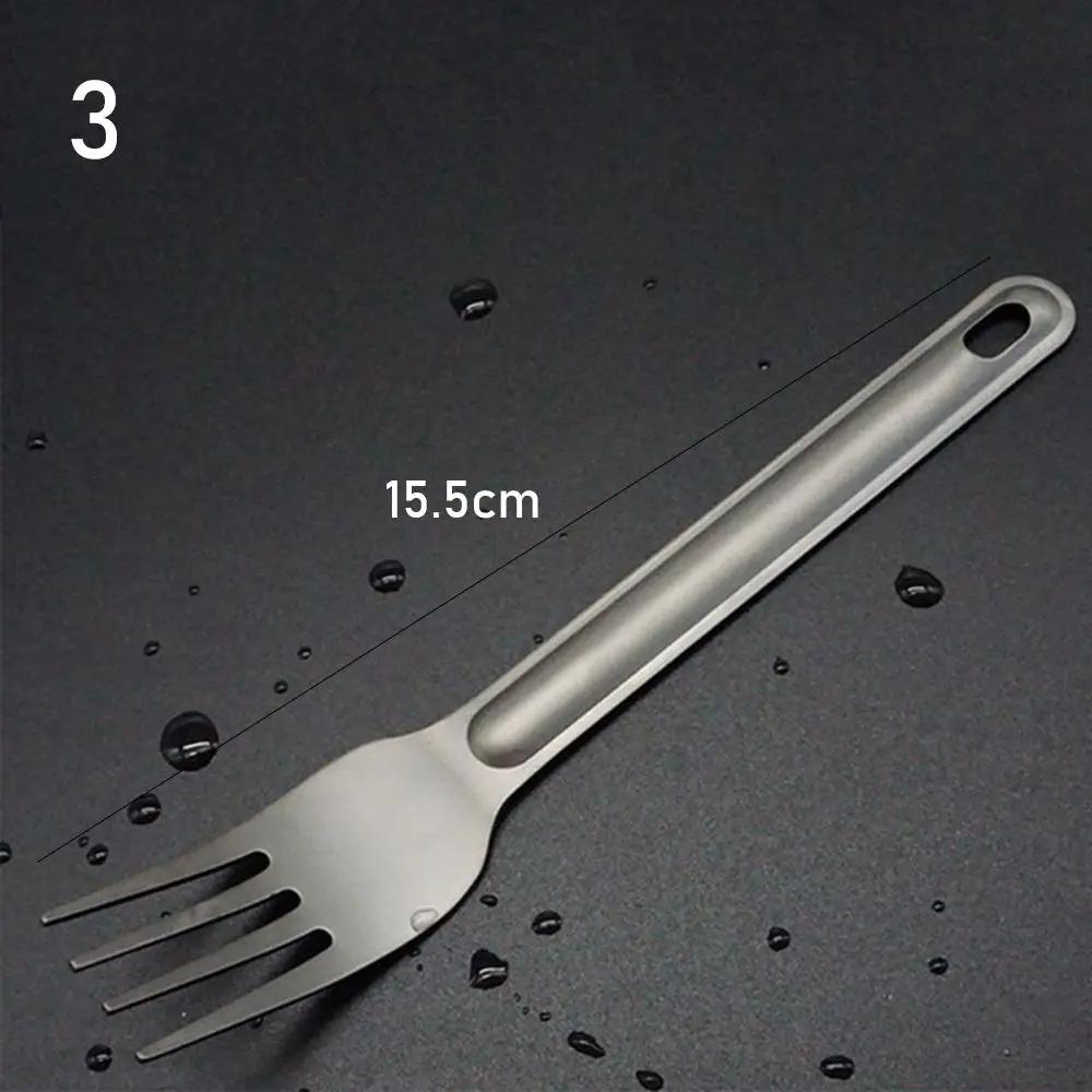 Environmental New Pure EDC Camping Tool Cutlery Fork Long Handle Spoon Outdoor Picnic Accessories Titanium Cookware
