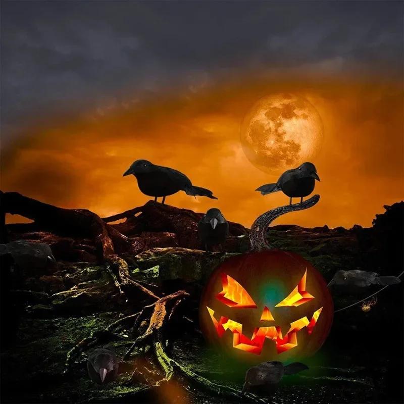 1Pcs Simulated Black Feather Crow Halloween Decoration for Home Halloween Party Haunted House Ornament Prop Party Supplies