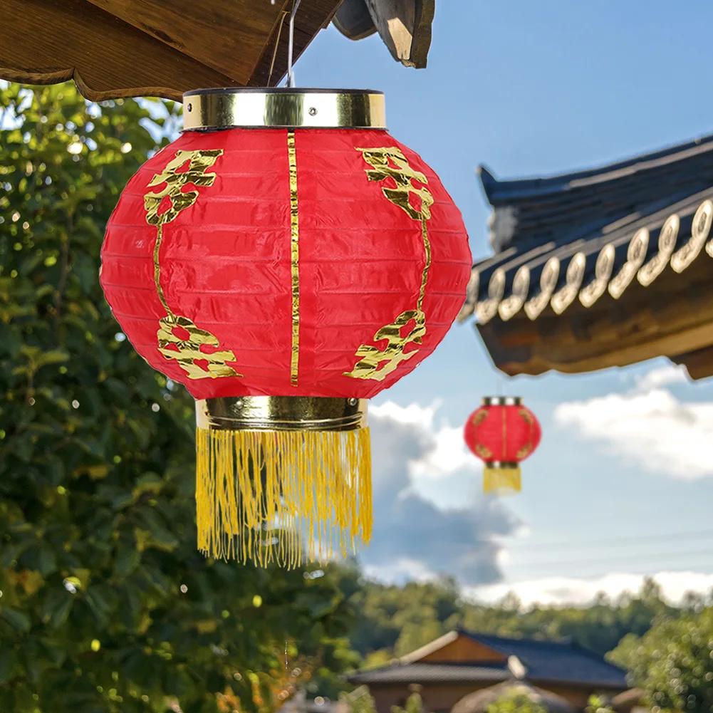 20CM Chinese Flocking Red Cloth Lantern Spring Festival Door Hanging Lamp Street Pendant for Traditional Outdoor Home Decoration
