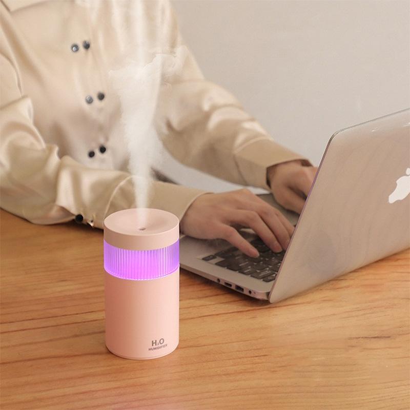 Mini 300ml Portable Air Humidifier USB Desktop Humidifier with Mute Air Atomization and Mist Maker Lights for Car Home Bedro