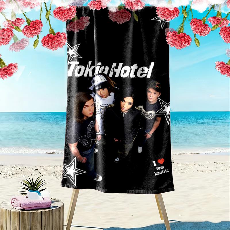 Tokio Hotel Print Strandtuch, Großes Weiches Schnelltrocknendes Handtuch für Strand Camping Schwimmen