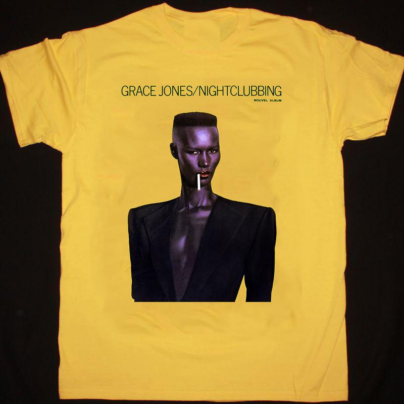 NEW Grace Jones - Nightclubbing T Shirt Yellow All Size Gift Fan HH429 Unisex T-Shirt S