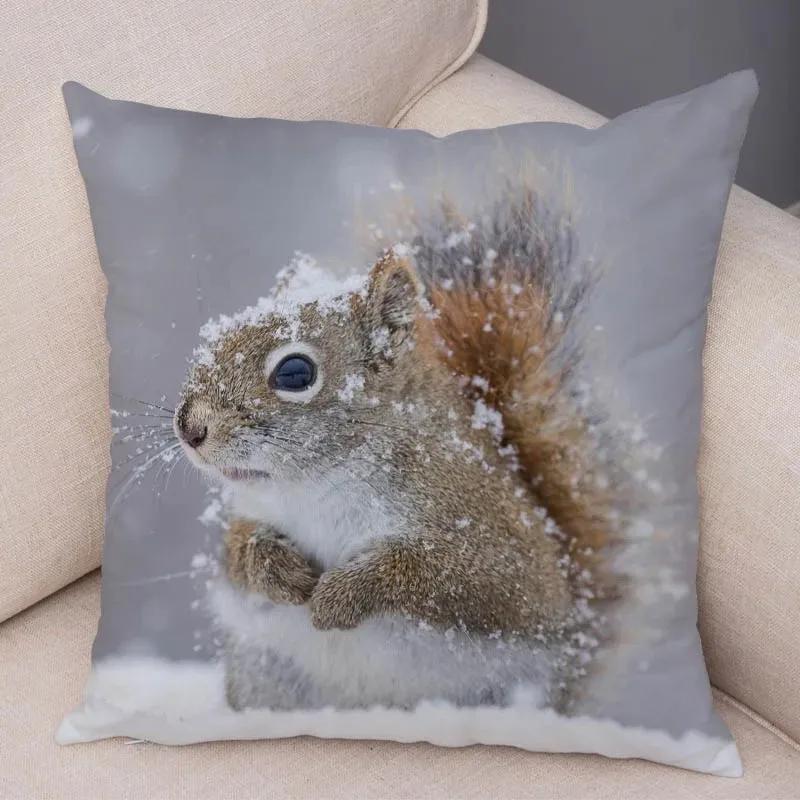 Cute Squirrel Cushion Cover Pillowcase Pillow Covers Home Decor Pet Animal Pillows Case Super Soft Polyester Pillows Covers