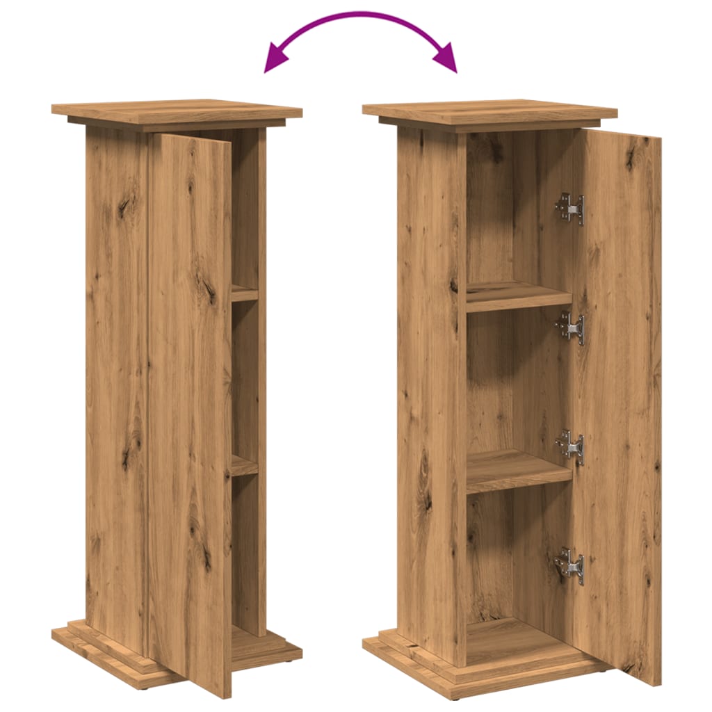 Plant Stand with Storage Space Artisan Oak Finish 31 x 30 x 90 cm Engineered Wood