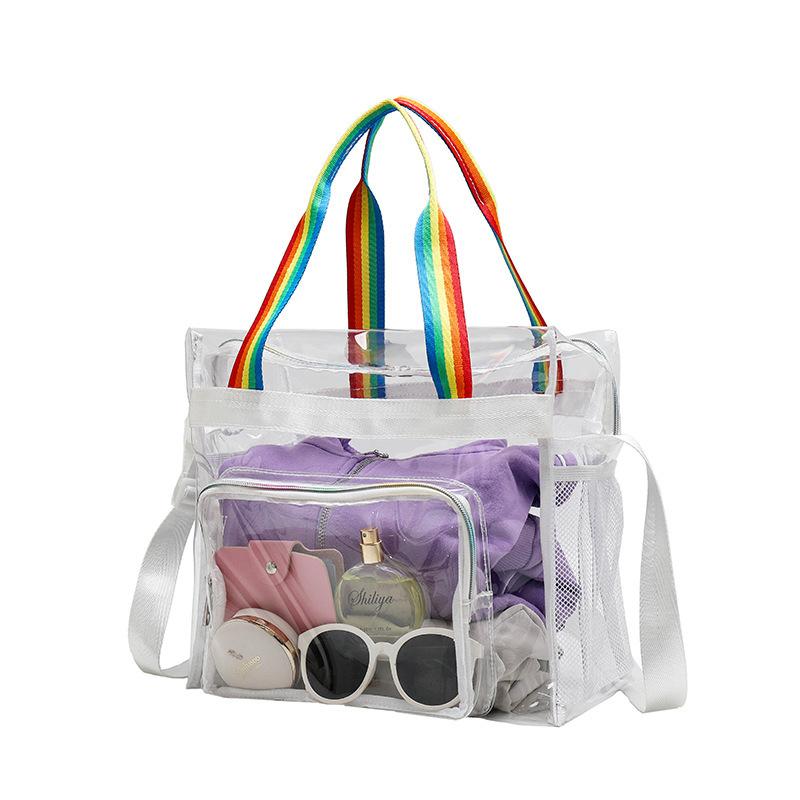 Women Clear Shoulder Bag Waterproof Transparent Tote Handbag Large Capacity Simple Satchel Bag Outdoor Swimming Bag 2025 New