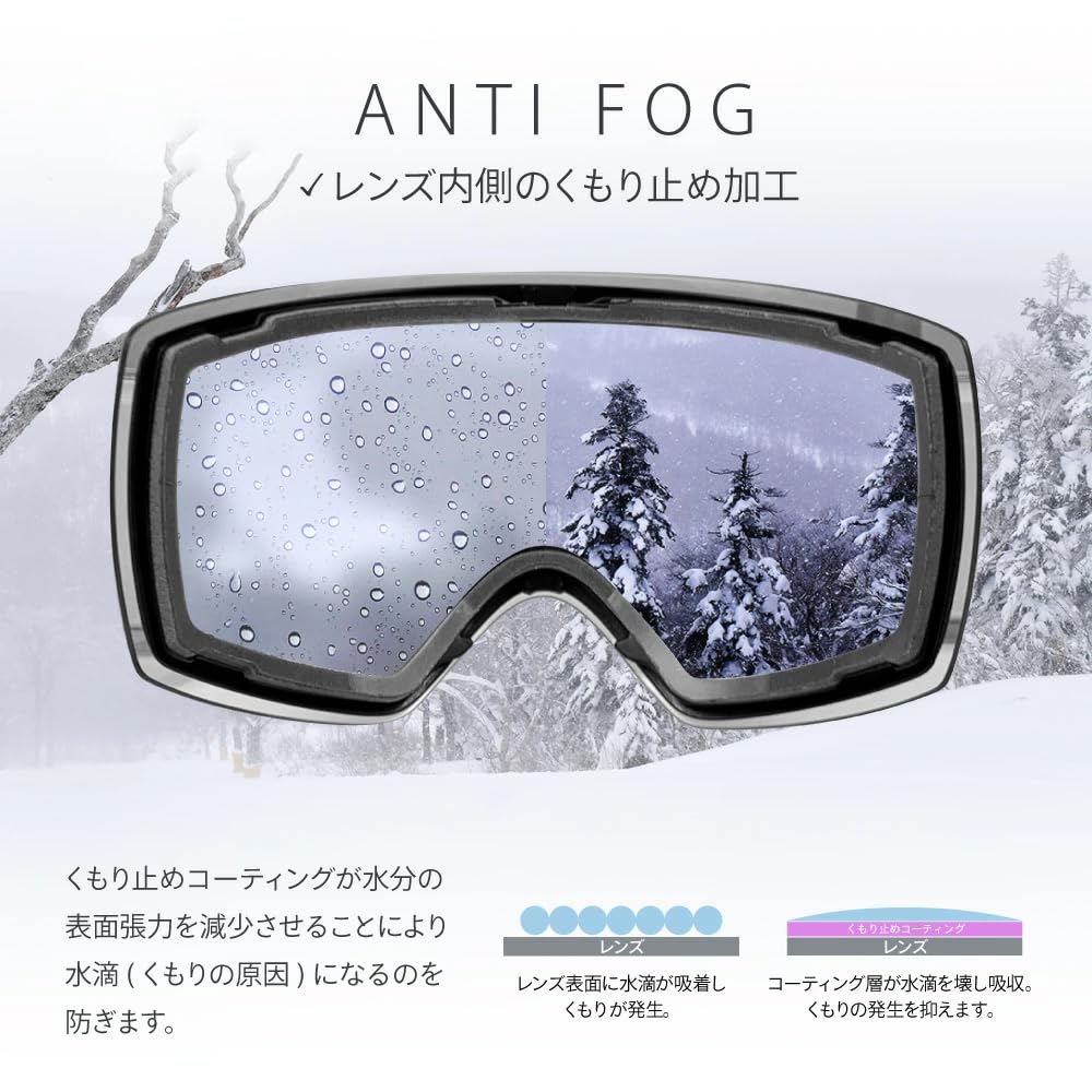 ZECK Snow Goggles Asian Matte for Snowboarding and Double Flat Lens LZ-18J, Fit, Black, Skiing, Lens,