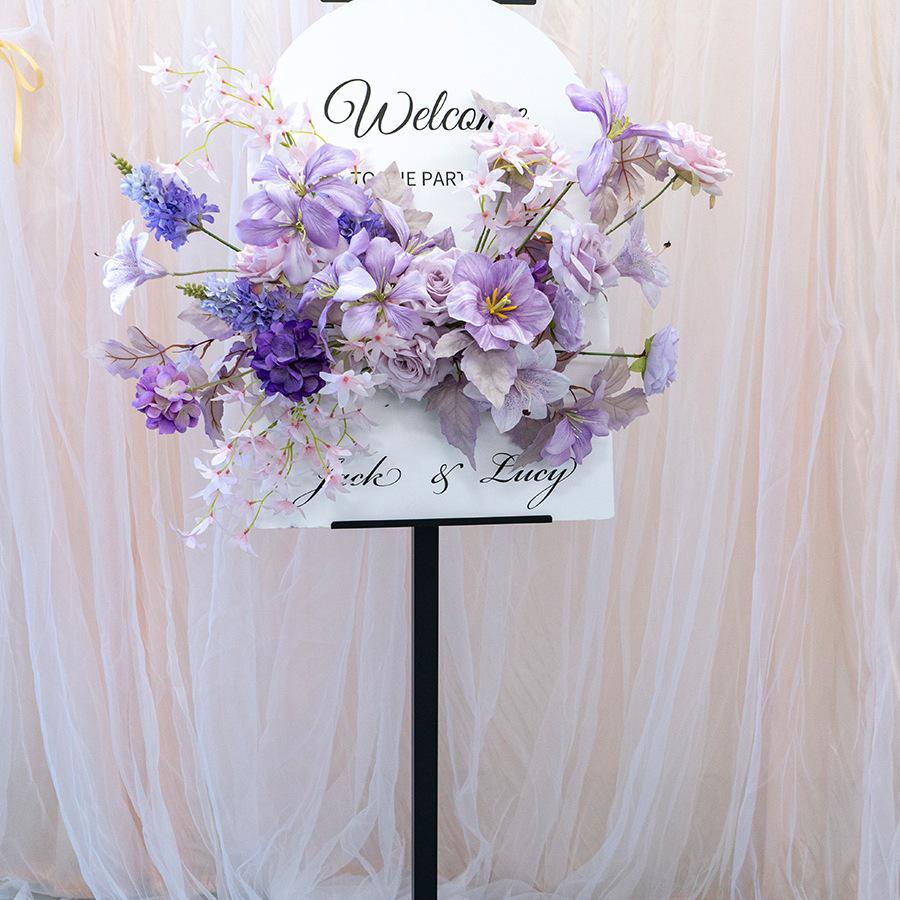 Purple Themed Wedding Arch Decoration: European Style Artificial Floral Art