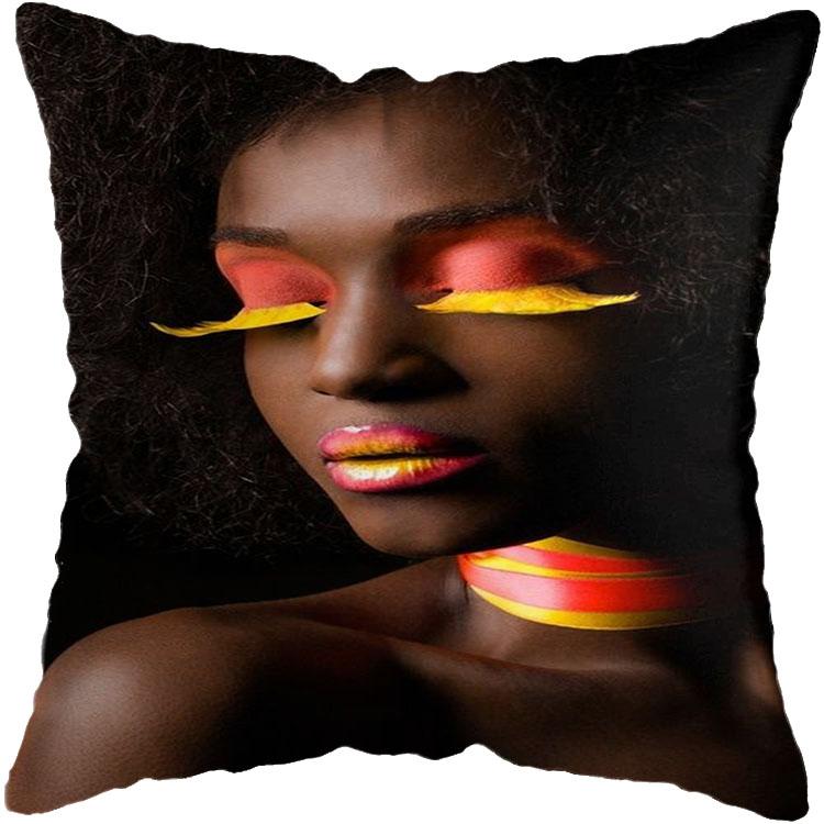 Pillowcase Bedroom Black and Gold African Woman Living Room Pillow Decoration Cushion