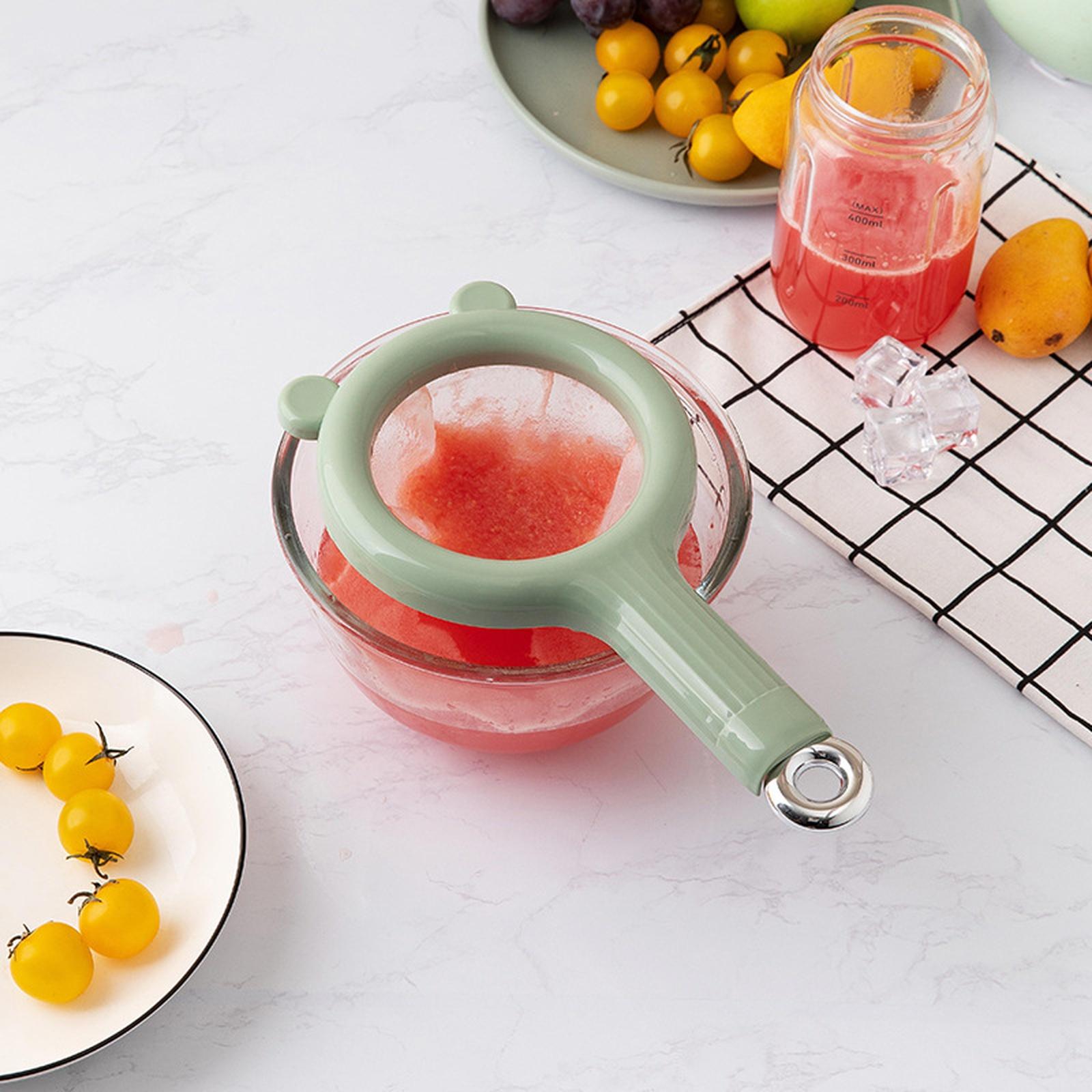 

Kitchen Fine Mesh Strainer for Soy Milk Juice Filtering Household Fruit Vegetable Juice Sieve Filter Tool with Handle and Hanging Loop one size зелений