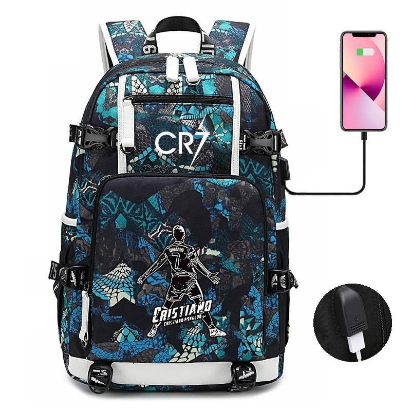 Glow-in-the-Dark Soccer Backpack Teens Large Capacity Laptop Bag With Padded Straps Oxford Fabric Trendy Patchwork Design