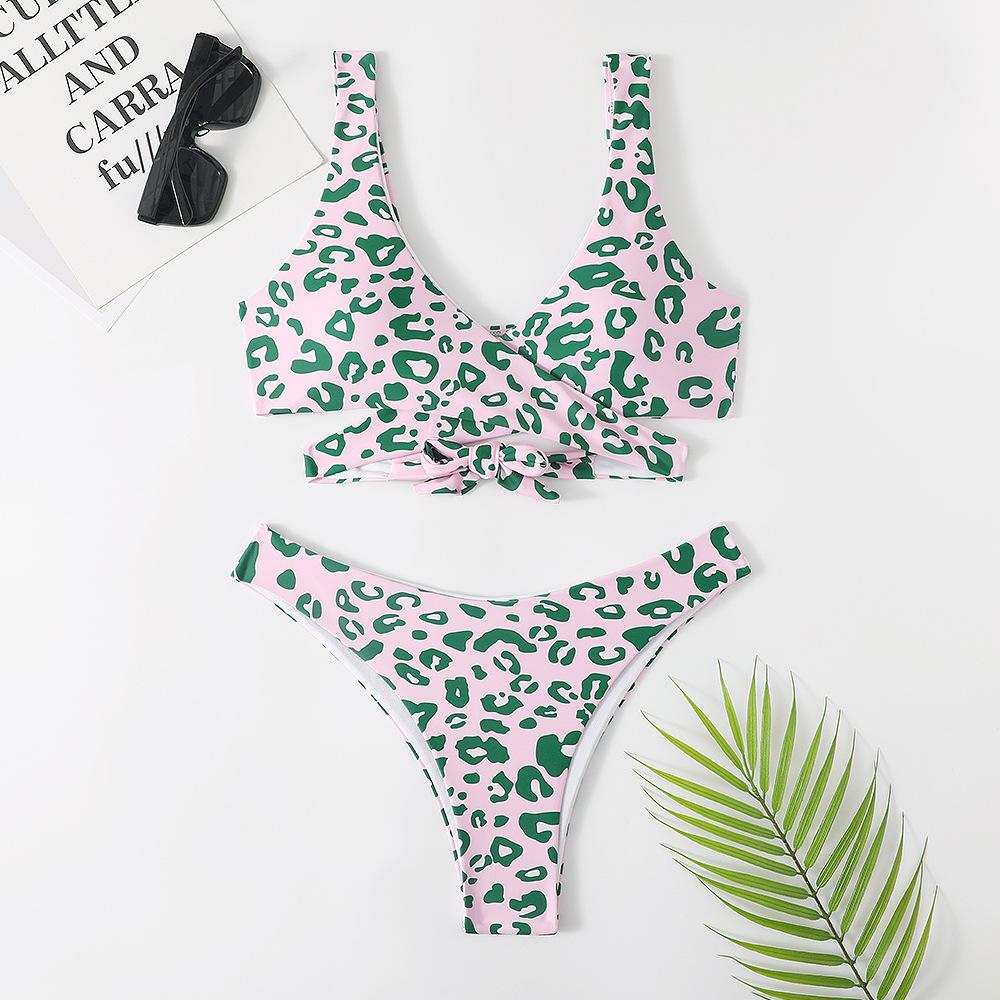 European Style Cross-Split Bikini - Trendy Printed Swimwear