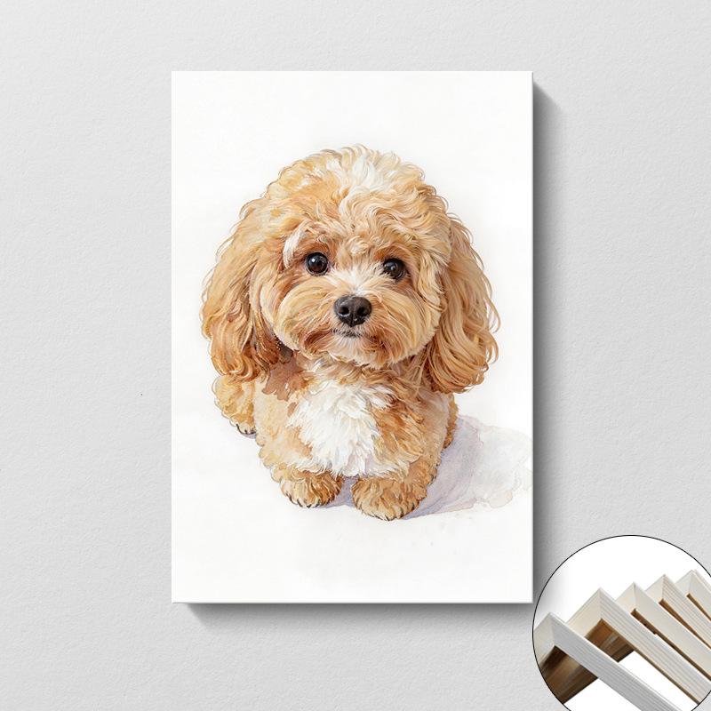 Custom Decorative Cute Dog Teddy Frameless Wall Painting for Living Room or Bedroom