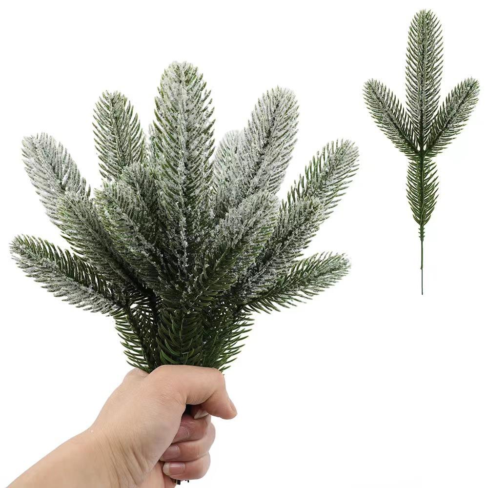 Simulation Christmas Green Plant 3 Fork Pine Needle Home Decoration Christmas Accessories Diy Simulation Green Plant Fake Flower Plastic Flower
