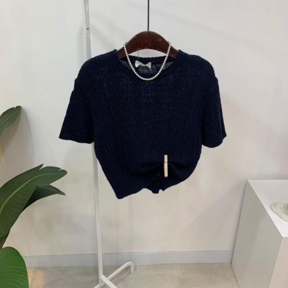 C S In The Room Women Jenna Cable Knit Cropped Short Sleeve 4Color