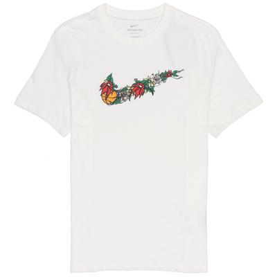 Floral Print Large Logo Casual Sports Crew Neck T-Shirt Men Tops White DV1215-100