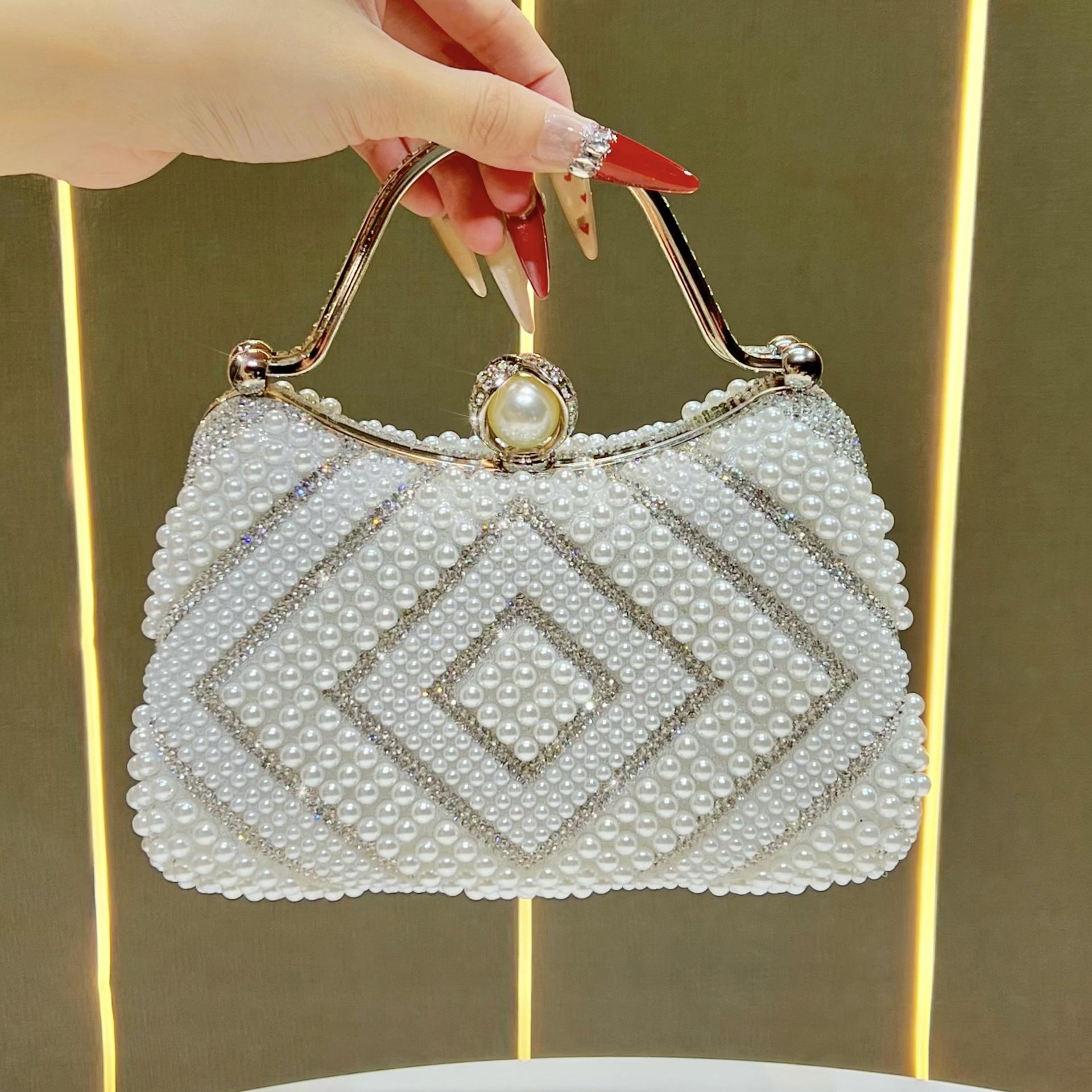 

Women s Crystal Pearl Clutch Bride Bag Purse Wedding Prom Evening Bags Formal Beaded Handbag with Chain Small Tote Shoulder Crossbody Bag for Women one size белый