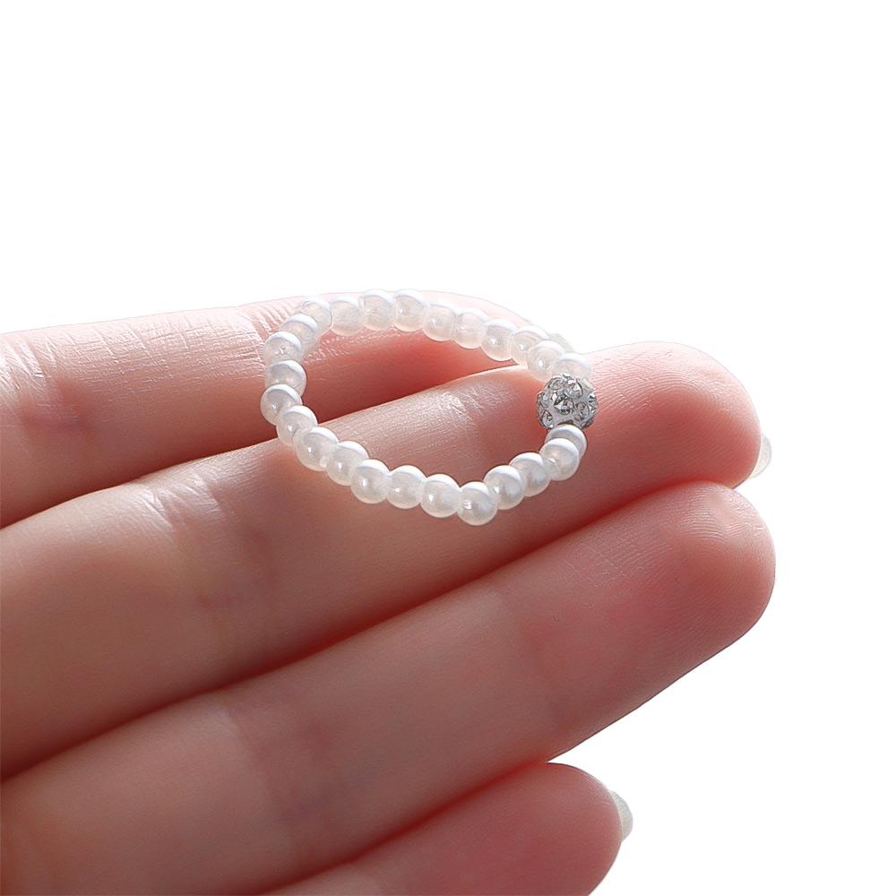 Mädchen Geschenk Glänzender Zirkon Ball Handgefertigter Fingerring Perlenringe Perlenringe Modeschmuck
